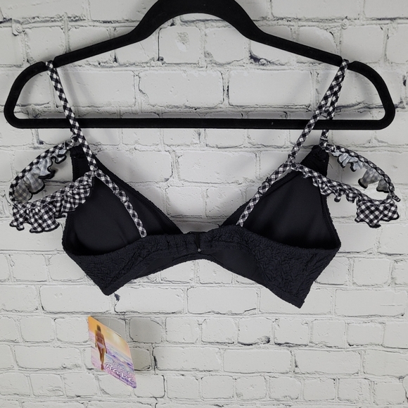 COCO RAVE | gingham ruffle multi strap soft cup textured bikini top - Picture 2 of 6